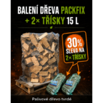 Výhodné balení Palivové dřevo tvrdé 33 cm - balení PackFix + 2x třísky na podpal